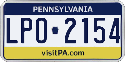 PA license plate LPO2154