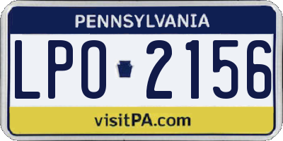 PA license plate LPO2156