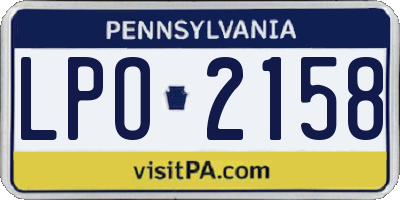 PA license plate LPO2158