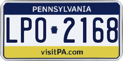 PA license plate LPO2168