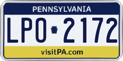 PA license plate LPO2172