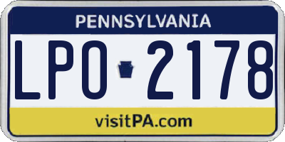 PA license plate LPO2178