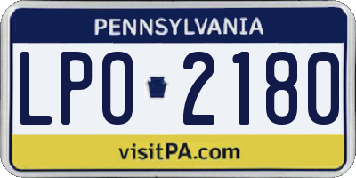 PA license plate LPO2180