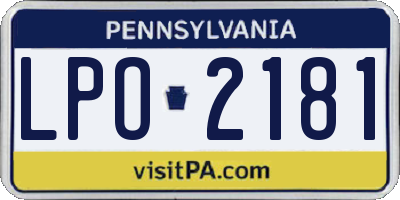 PA license plate LPO2181