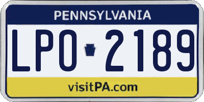 PA license plate LPO2189