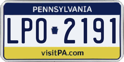PA license plate LPO2191