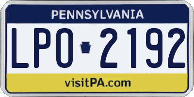 PA license plate LPO2192