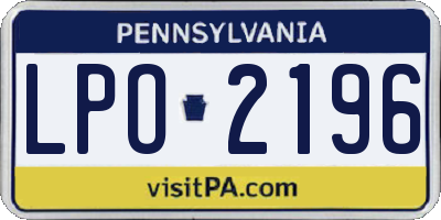PA license plate LPO2196