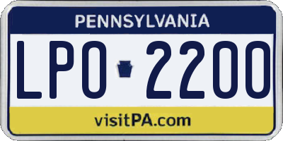 PA license plate LPO2200