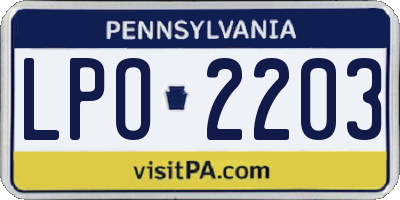 PA license plate LPO2203