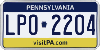PA license plate LPO2204