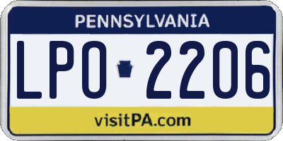 PA license plate LPO2206