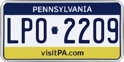 PA license plate LPO2209