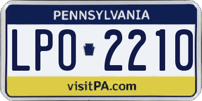 PA license plate LPO2210