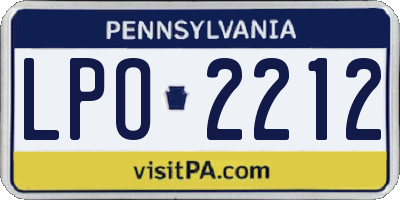 PA license plate LPO2212