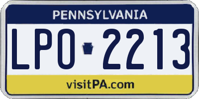 PA license plate LPO2213