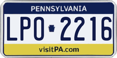 PA license plate LPO2216