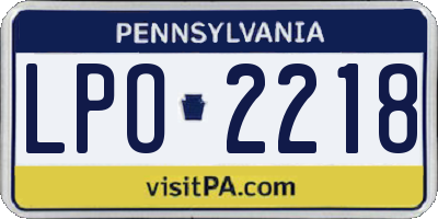 PA license plate LPO2218
