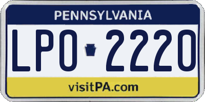 PA license plate LPO2220