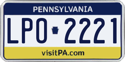 PA license plate LPO2221