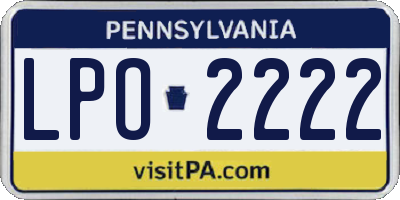 PA license plate LPO2222