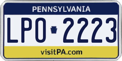 PA license plate LPO2223