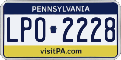PA license plate LPO2228