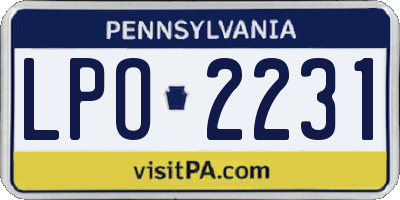 PA license plate LPO2231