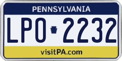 PA license plate LPO2232