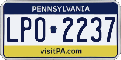 PA license plate LPO2237