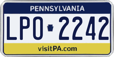 PA license plate LPO2242