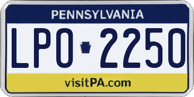 PA license plate LPO2250