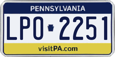 PA license plate LPO2251