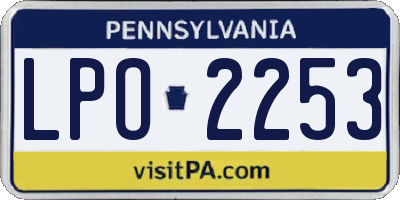 PA license plate LPO2253