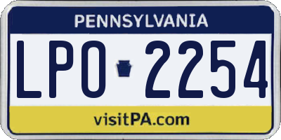 PA license plate LPO2254