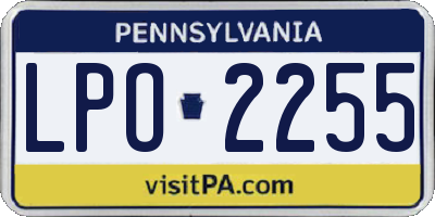 PA license plate LPO2255