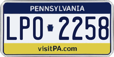 PA license plate LPO2258