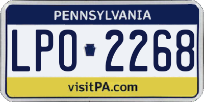 PA license plate LPO2268