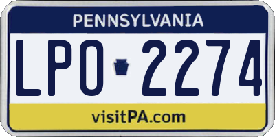 PA license plate LPO2274