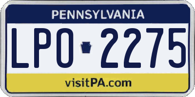 PA license plate LPO2275