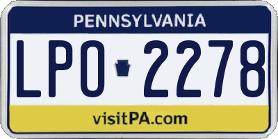 PA license plate LPO2278