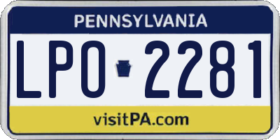 PA license plate LPO2281