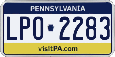 PA license plate LPO2283