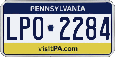 PA license plate LPO2284