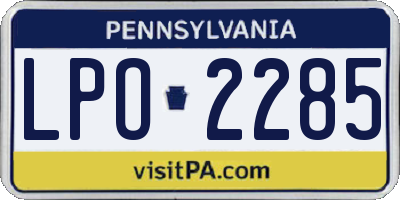 PA license plate LPO2285