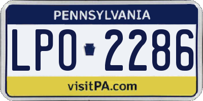 PA license plate LPO2286
