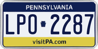 PA license plate LPO2287