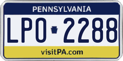 PA license plate LPO2288