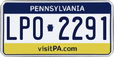 PA license plate LPO2291