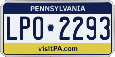 PA license plate LPO2293
